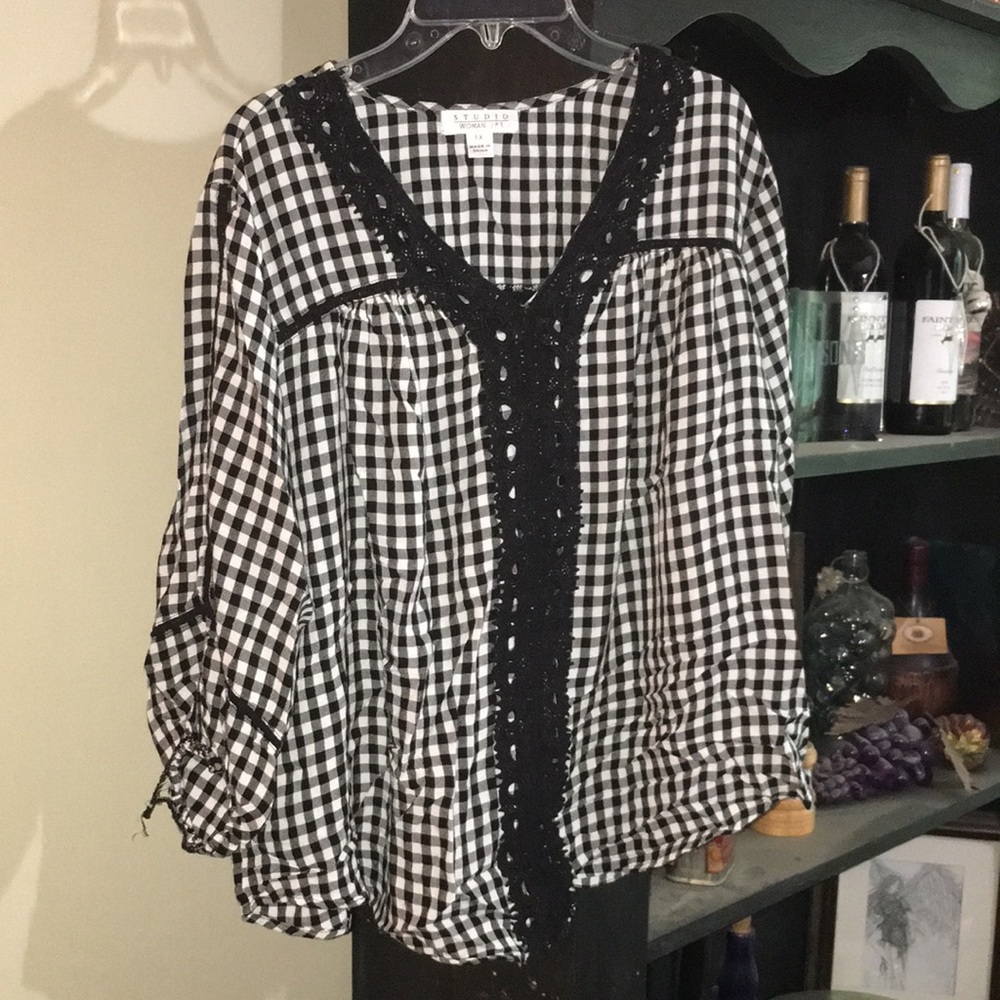 Studio Woman Gingham Blouse SIZE 1X